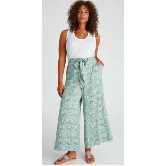 ANTHROPOLOGIE Maeve Printed Tie Waist Wide Leg Pants // 6 - Picture 1 of 11